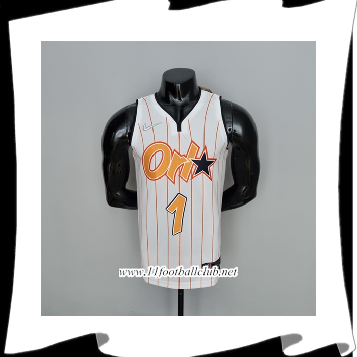 Maillot Orlando Magic (McGrady #1) Blanc/Orange 75th Anniversary