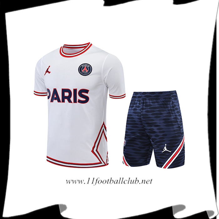 Ensemble Training T-Shirts + Shorts Jondan PSG Blanc 2022/2023
