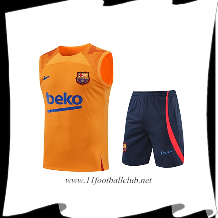 Ensemble Training Debardeur + Shorts FC Barcelone Jaune 2022/2023