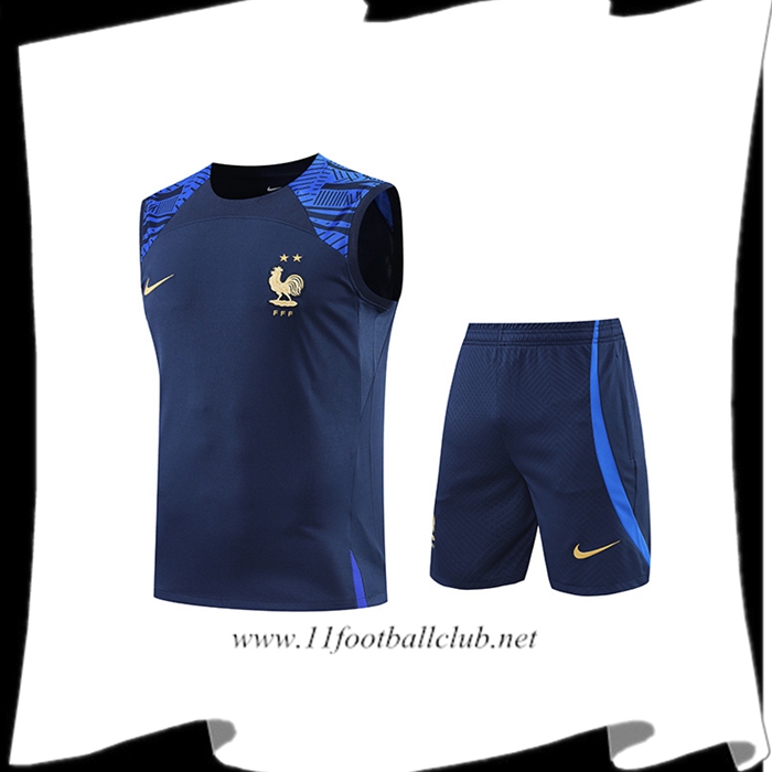Ensemble Training Debardeur + Shorts France Bleu Marin 2022/2023