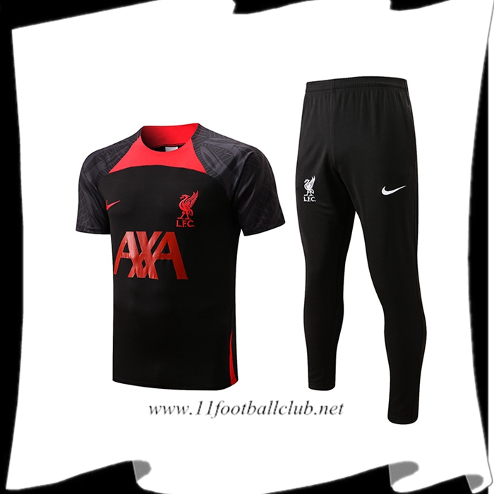 Ensemble Training T-Shirts + Pantalon FC Liverpool Rouge/Noir 2022/2023
