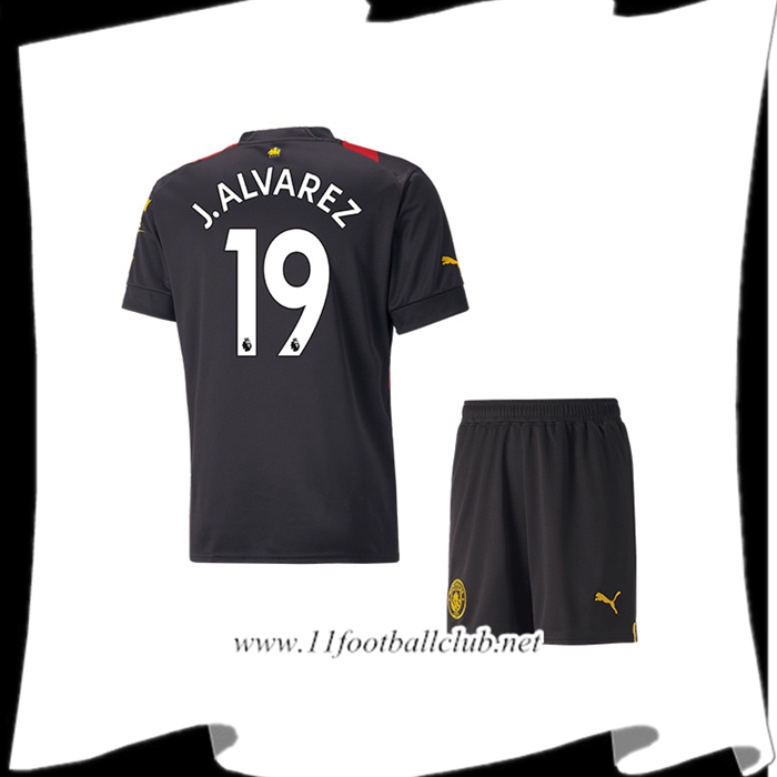 Maillot de Foot Manchester City (J.ALVAREZ #19) Enfants Exterieur 2022/23