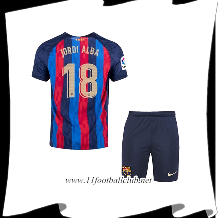 Maillot de Foot FC Barcelone (JORDI ALBA #18) Enfants Domicile 2022/23