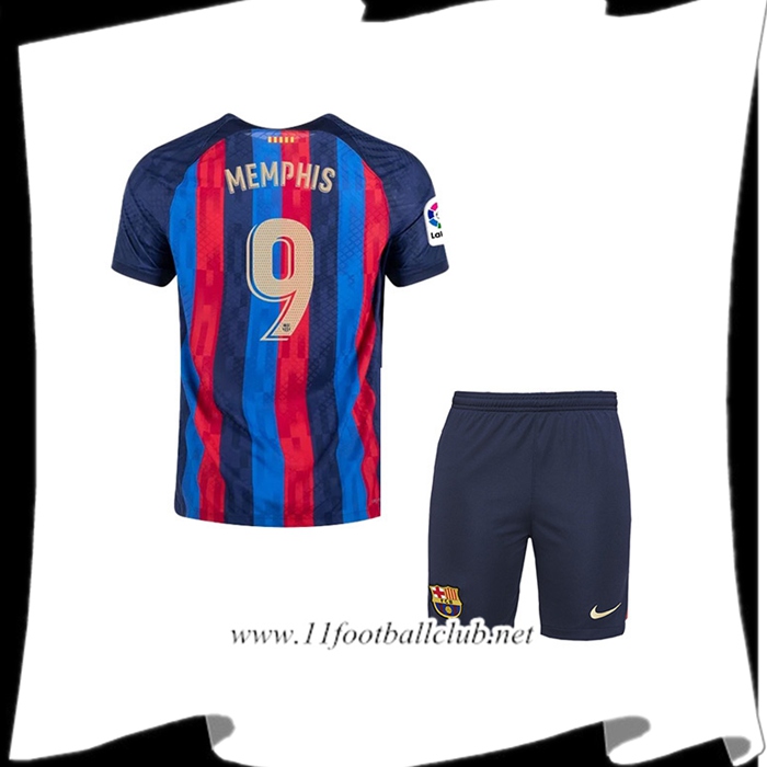 Maillot de Foot FC Barcelone (MEMPHIS #9) Enfants Domicile 2022/23