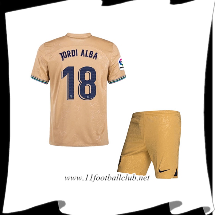 Maillot de Foot FC Barcelone (JORDI ALBA #18) Enfants Exterieur 2022/23