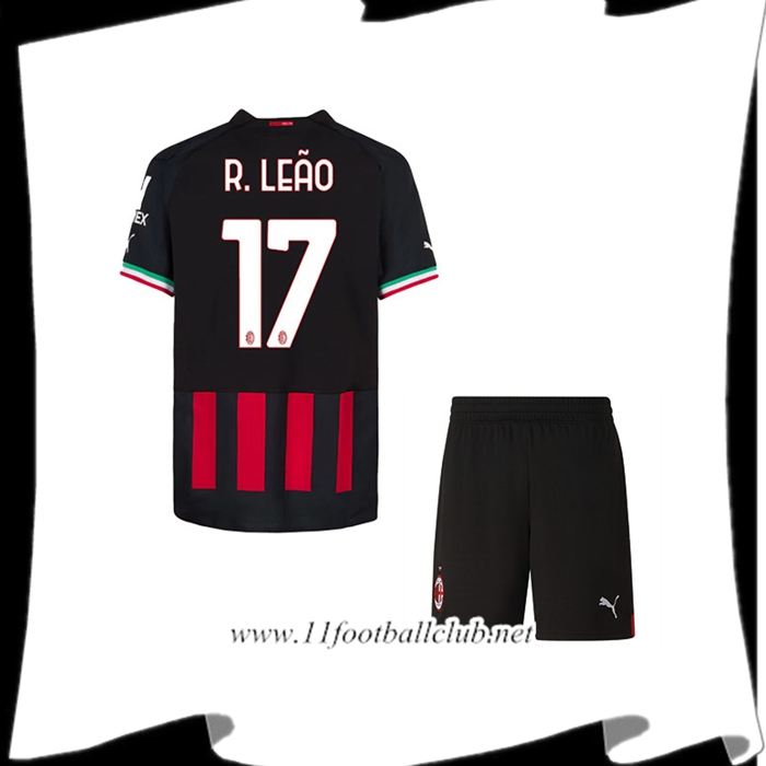 Maillot de Foot Milan AC (R. LEÃO #17) Enfants Domicile 2022/23