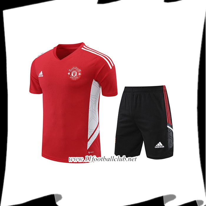 Ensemble Training T-Shirts + Shorts Manchester United Rouge/Blanc 2022/2023