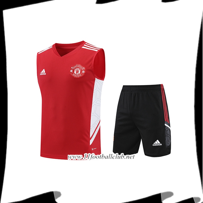 Ensemble Training Debardeur + Shorts Manchester United Blanc/Rouge 2022/2023