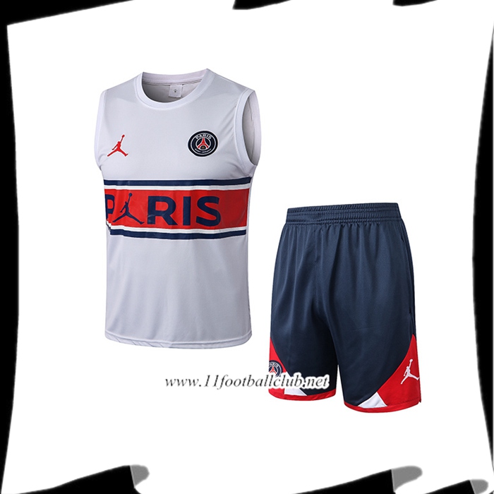 Ensemble Training Debardeur + Shorts Jondan PSG Blanc/Rouge 2022/2023