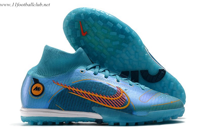 Nike Chaussures de Foot Mercurial Superfly 9 Elite TF Bleu Clair