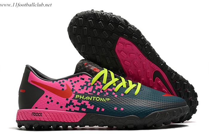 Nike Chaussures de Foot React Phantom GT Pro TF Rose/Vert