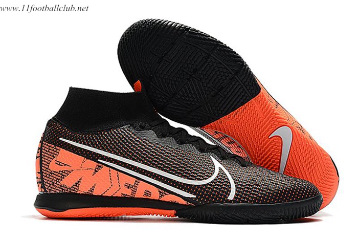 Nike Chaussures de Foot Mercurial Superfly 7 Elite MDS IC Noir/Orange