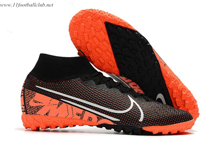Nike Chaussures de Foot Mercurial Superfly 7 Elite MDS TF Noir/Orange