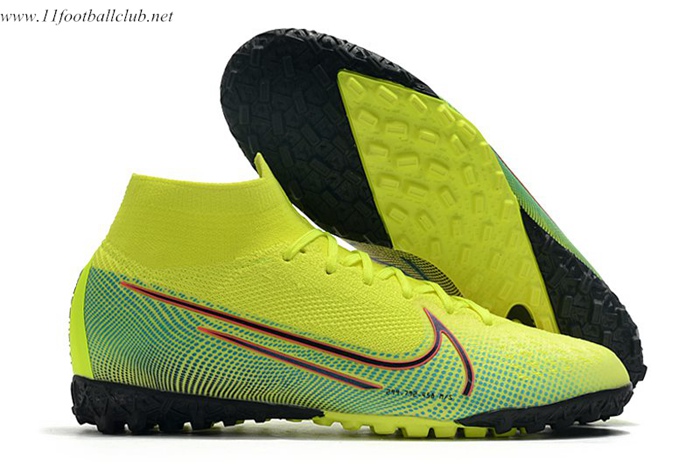 Nike Chaussures de Foot Mercurial Superfly 7 Elite MDS TF Jaune/Vert