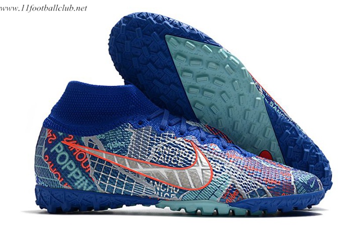 Nike Chaussures de Foot Mercurial Superfly 7 Elite MDS TF Bleu