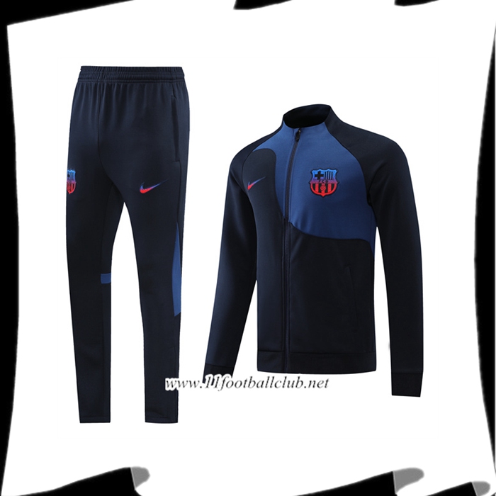Ensemble Survetement de Foot - Veste FC Barcelone Noir/Bleu 2022/2023