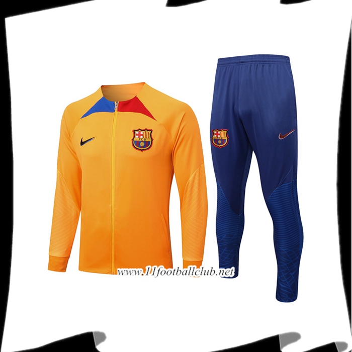 Ensemble Survetement de Foot - Veste FC Barcelone Jaune 2022/2023