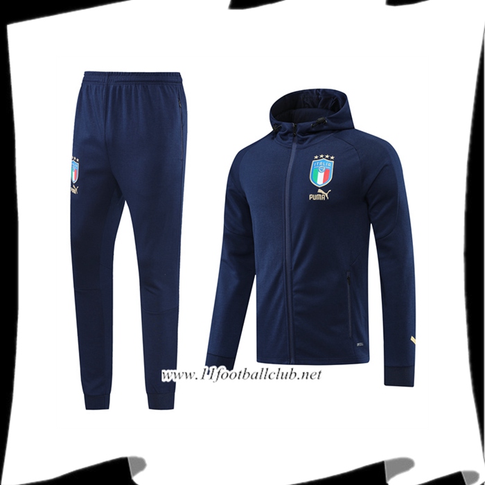 Ensemble Veste A Capuche Survetement Foot Italie Bleu Marin 2022/2023