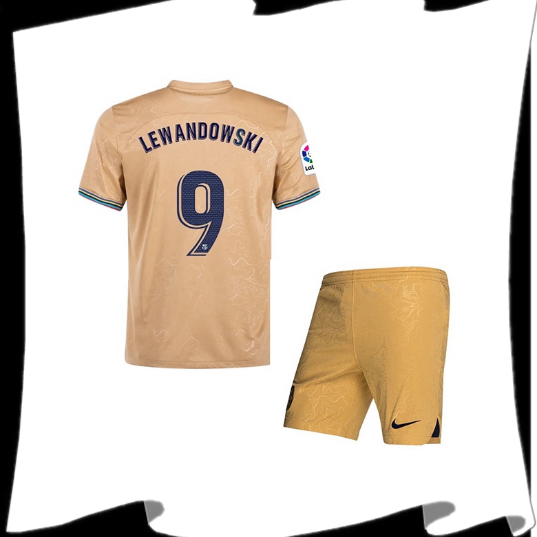 Maillot de Foot FC Barcelone (LEWANDOWSKI #9) Enfant Exterieur 2022/2023