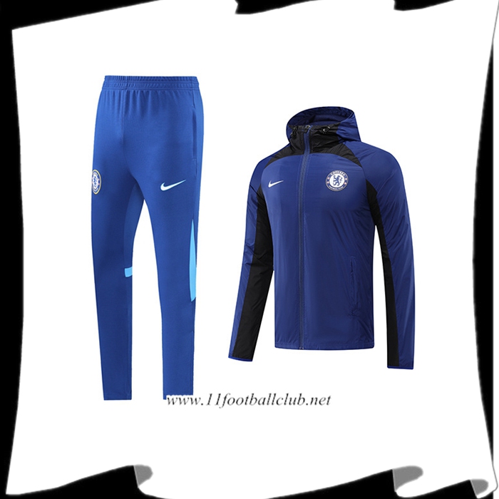 Ensemble Veste A Capuche Coupe-Vent FC Chelsea Noir/Bleu 2022/2023