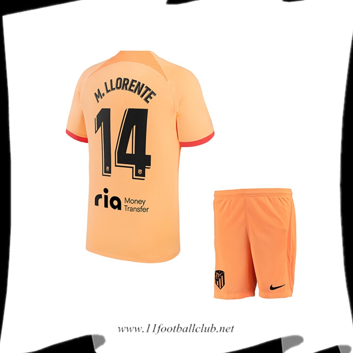 Maillot de Foot Atletico Madrid (M. LLORENTE #14) Enfants Third 2022/2023