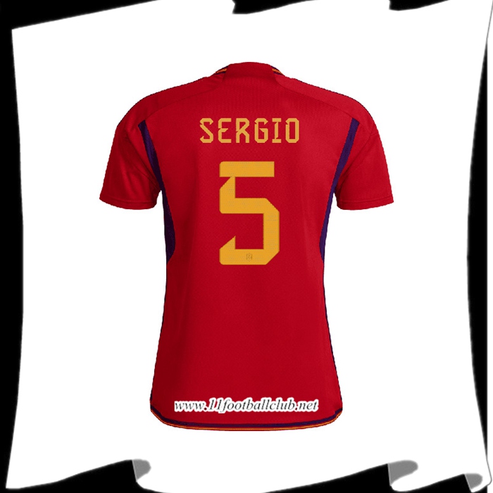 Maillot de Foot Espagne (SERGIO #5) Coupe Du Monde 2022 Domicile