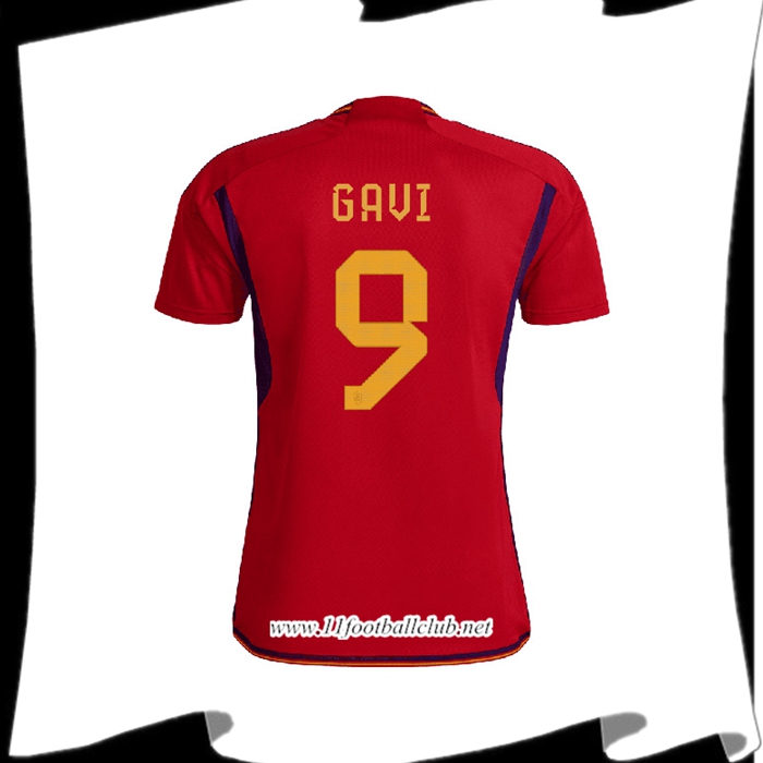 Maillot de Foot Espagne (GAVI #9) Coupe Du Monde 2022 Domicile