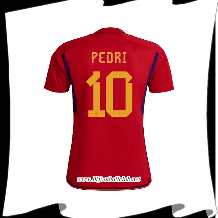 Maillot de Foot Espagne (PEDRI #10) Coupe Du Monde 2022 Domicile