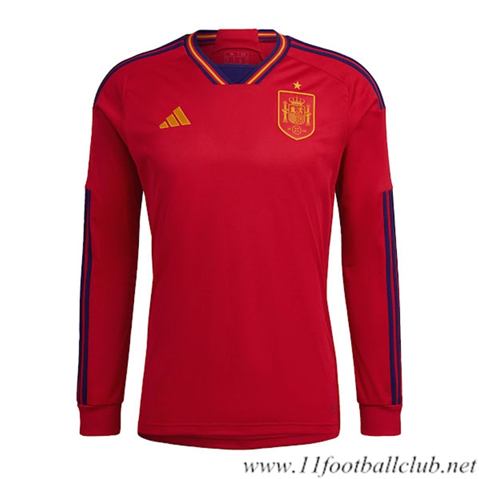Maillot de Foot Espagne Domicile Manches Longues Coupe du monde 2022