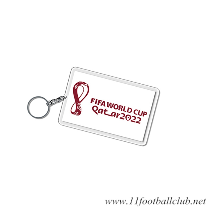 Nouveau Porte-clés Carré Coupe Du Monde 2022 Qatar LOGO Blanc