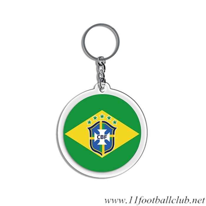 Nouveau Porte-clés Arrondir Coupe Du Monde 2022 Bresil Vert
