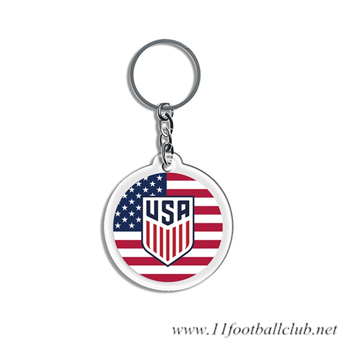 Nouveau Porte-clés Arrondir Coupe Du Monde 2022 Etats-Unis Blanc/Rouge/Bleu
