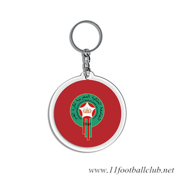 Nouveau Porte-clés Arrondir Coupe Du Monde 2022 Maroc Rouge