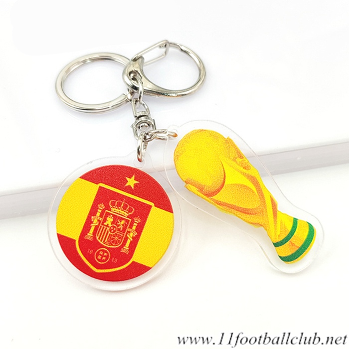 Nouveau Porte-clés Arrondir Coupe Du Monde 2022 + Espagne Jaune/Rouge