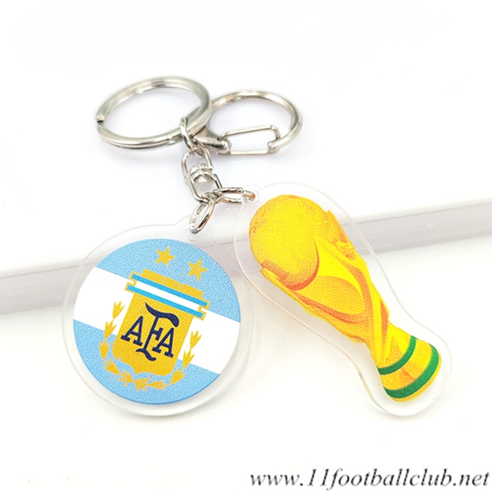 Nouveau Porte-clés Arrondir Coupe Du Monde 2022 + Argentin Bleu Clair