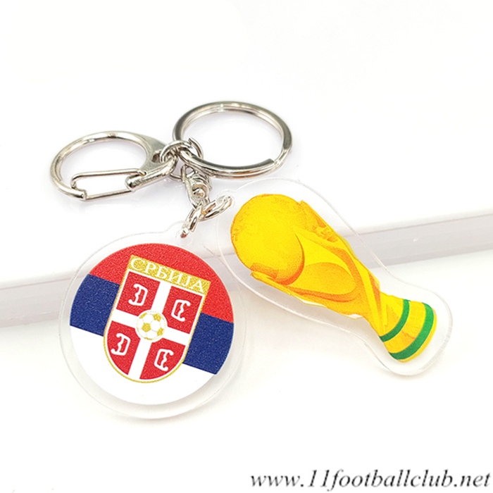 Nouveau Porte-clés Arrondir Coupe Du Monde 2022 + Serbie Rouge/Blanc/Bleu