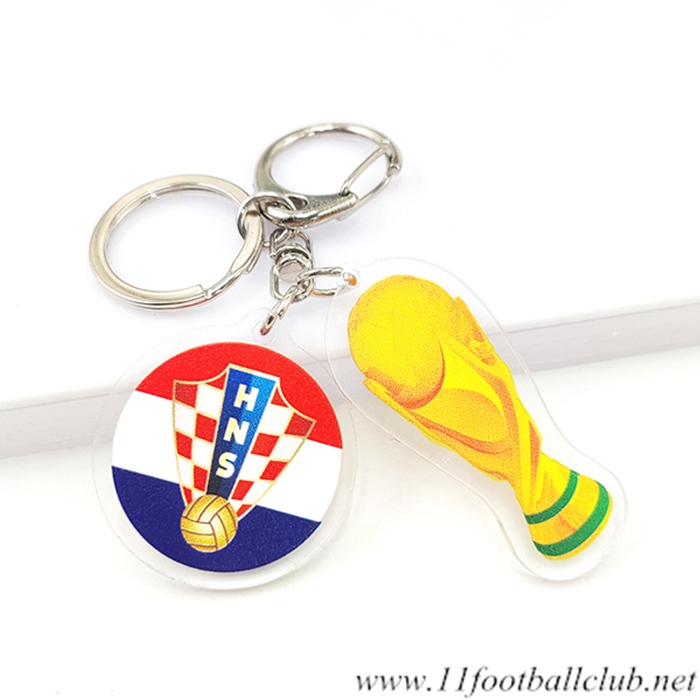 Nouveau Porte-clés Arrondir Coupe Du Monde 2022 + Croatie Rouge/Blanc/Bleu