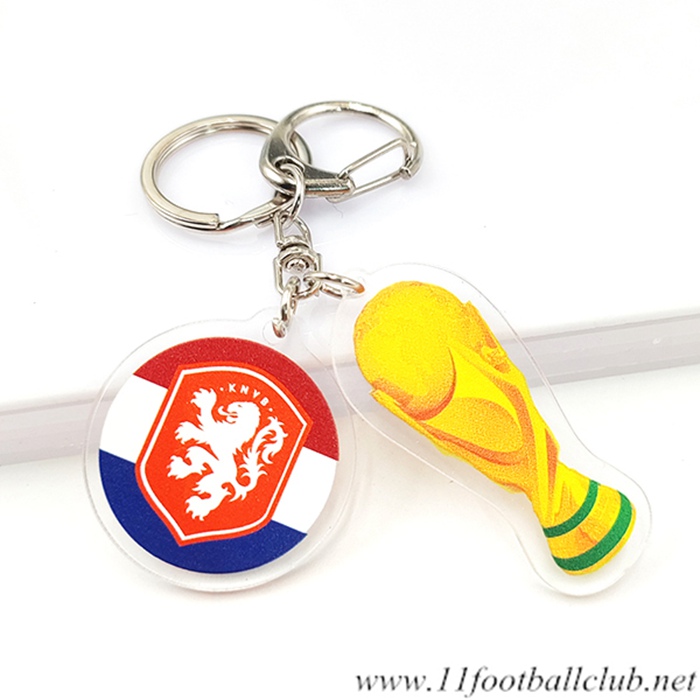 Nouveau Porte-clés Arrondir Coupe Du Monde 2022 + Pays-Bas Rouge/Blanc/Bleu