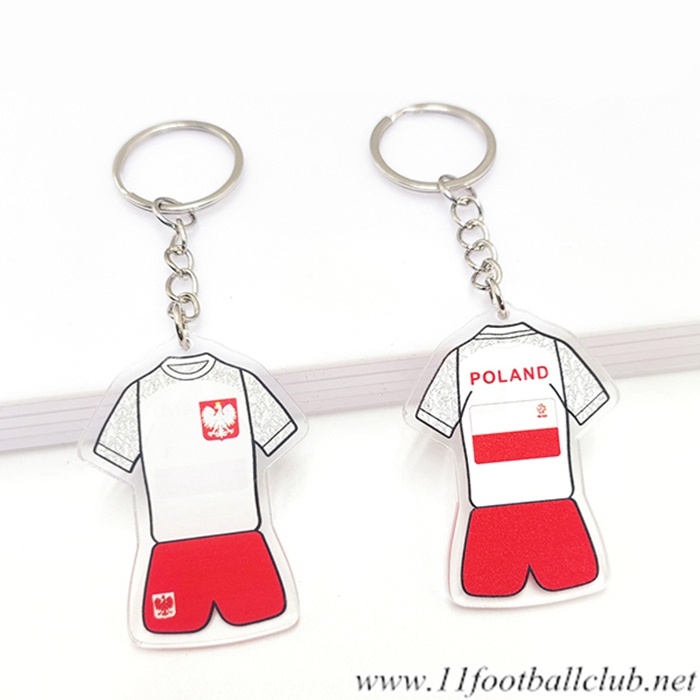Nouveau Porte-clés Coupe Du Monde 2022 Pologne Rouge/Blanc