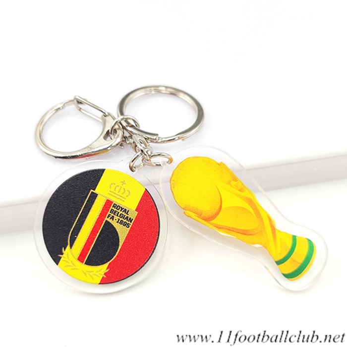 Nouveau Porte-clés Arrondir Coupe Du Monde 2022 + Belgique Noir/Jaune/Rouge