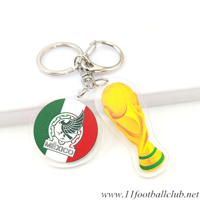 Nouveau Porte-clés Arrondir Coupe Du Monde 2022 + Mexique Vert/Blanc/Rouge