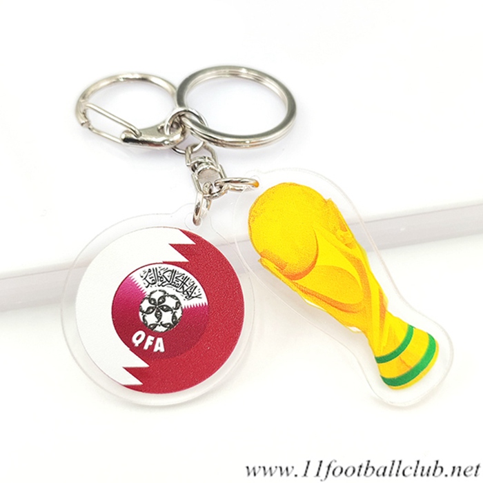 Nouveau Porte-clés Arrondir Coupe Du Monde 2022 + Qatar Blanc/Brune