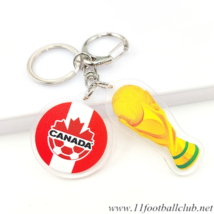 Nouveau Porte-clés Arrondir Coupe Du Monde 2022 + Canada Blanc/Rouge