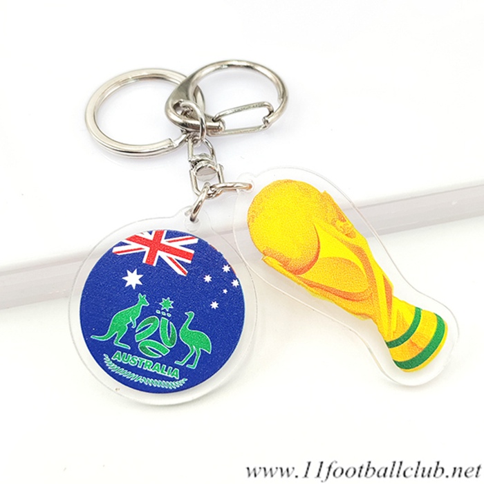 Nouveau Porte-clés Arrondir Coupe Du Monde 2022 + Australie Bleu