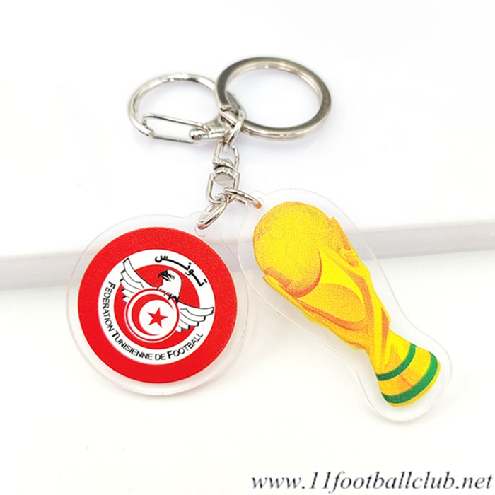 Nouveau Porte-clés Arrondir Coupe Du Monde 2022 + Tunisie Rouge/Blanc