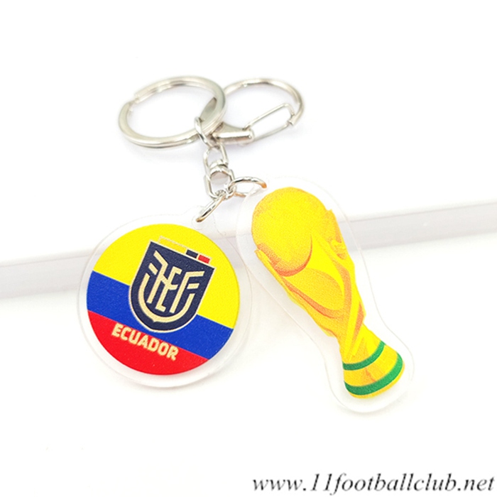 Nouveau Porte-clés Arrondir Coupe Du Monde 2022 + Equateur Jaune/Bleu/Rouge