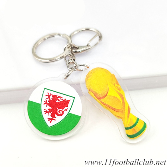 Nouveau Porte-clés Arrondir Coupe Du Monde 2022 + Pays de Galles Vert/Blanc/Rouge