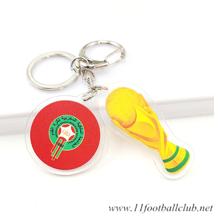 Nouveau Porte-clés Arrondir Coupe Du Monde 2022 + Maroc Rouge