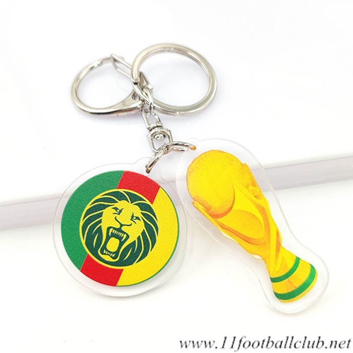 Nouveau Porte-clés Arrondir Coupe Du Monde 2022 + Cameroun Vert/Rouge/Jaune