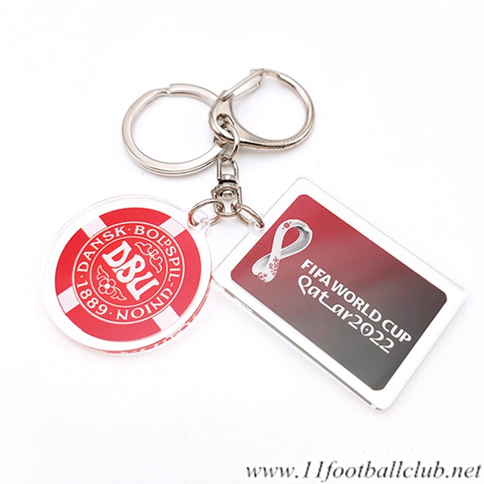 Nouvelle Porte-clés Coupe Du Monde 2022 Danemark Rouge/Blanc